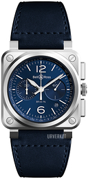 Bell & Ross Br 03-94 Blå/Lær BR0394-BLU-ST/SCA